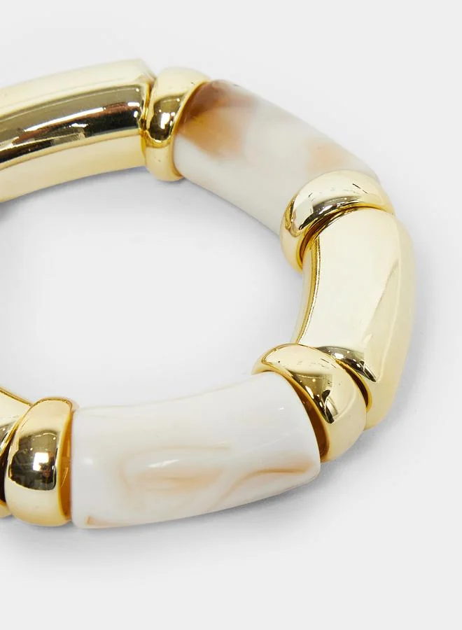 Styli Gold Tone and Marble Effect Stretch Bracelet